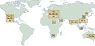 Geographic prevalence of the 6 major HCV genotypes (G1-G6)