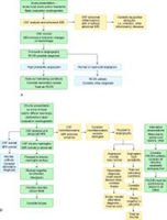 Clinical algorithm: the approach to primary angiitis of the central nervous system;  A) acute presentation; B) chronic presentation.<br />
<br />
 CNS = central nervous system; CSF = cerebrospinal fluid; GACNS =  granulomatous angiitis of the central nervous system; MRI = magnetic resonance imaging; PACNS = primary angiitis of the central nervous system; RCVS = reversible cerebral vasoconstrictive syndrome.